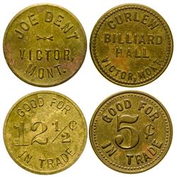 Two Victor Tokens: Curlew Billiard and Joe Bent (Ravalli County)