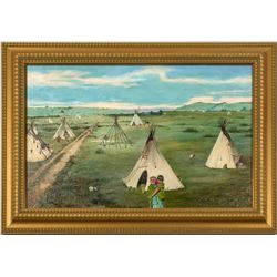 On the Plains (Oil Painting by E.A. Burbank)