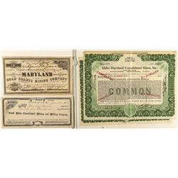 Idaho Maryland Mining Stock Certificates