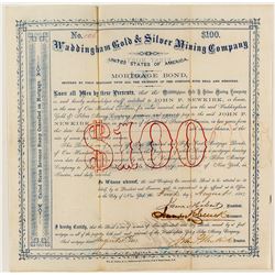 Waddington Gold & Silver Mining Company $100 Bond, Territorial 1867