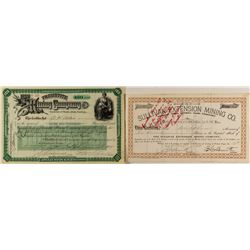Two Nice Idaho Territory Mining Stock Certificates