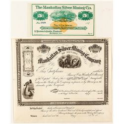 Manhattan Silver Mining Company of Nevada Stock Certificate & Scrip