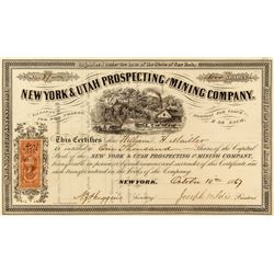 New York & Utah Prospecting & Mining Company Stock Certificate