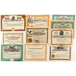 Ten Different Utah Mining Company Stock Certificates