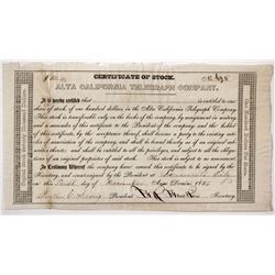Alta California Telegraph Company Stock Certificate (Gold Rush Era)