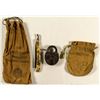 Image 1 : Inlaid Silver Straight Razor, Railroad Lock, and Coin Bags from California
