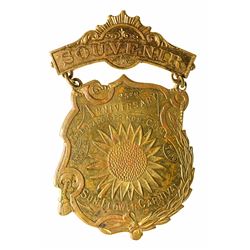 Souvenir 25th Anniversary Badge, Sun Flower Festival, Colorado Springs, 1896