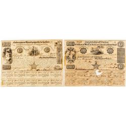 Two Different 1840s Republic of Texas Bonds