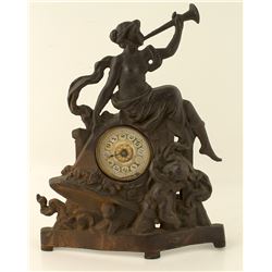 Lady Liberty Iron Sculpture w/ Clock