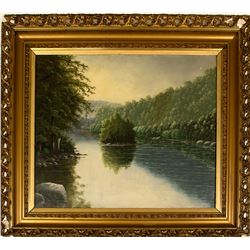 Pastoral Painting of Tree Lined River