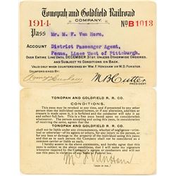 Tonopah and Goldfield Railroad Co. 1914 Pass