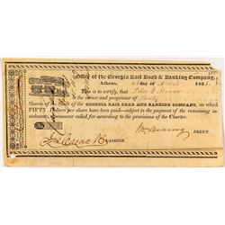 Very Early Stock for The Georgia Railroad & Banking Company