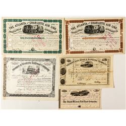 Best Five Georgia Railroad Stock Certificates