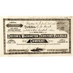 Oregon & Washington Territory Railroad Co. Stock Certificate