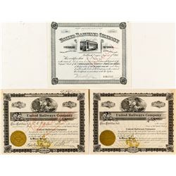 United Railways Company Stock Certificate Trio