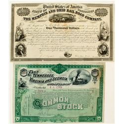 Two Rare Tennessee Railroad Stocks and Bonds