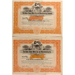 The Baker Steam Motor Car Stock Certificates