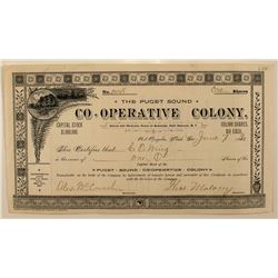 Puget Sound Co-Operative Colony Stock Certificate