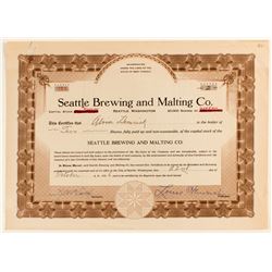 Seattle Brewing Stock Certificate