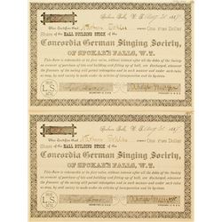 Two Choice Territorial Singing Society Stock Certificates