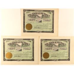 Three Unissued Stocks for Valdez  Hydraulic & Gold Mining Co.