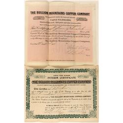 Two Bullion Mountains Copper Co. Stock Certificates