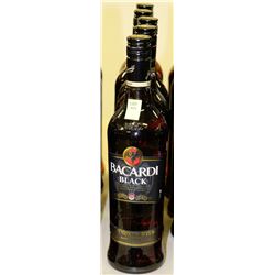 FIVE 750ML BOTTLES OF BACARDI BLACK CRAFTED RUM
