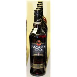 FIVE 750ML BOTTLES OF BACARDI BLACK CRAFTED RUM