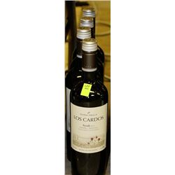 FOUR 750ML BOTTLES OF LOS CARDOS SYRAH 2013