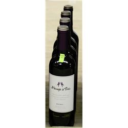 FOUR 750ML BOTTLES OF MÉNAGE À TROIS MALBEC