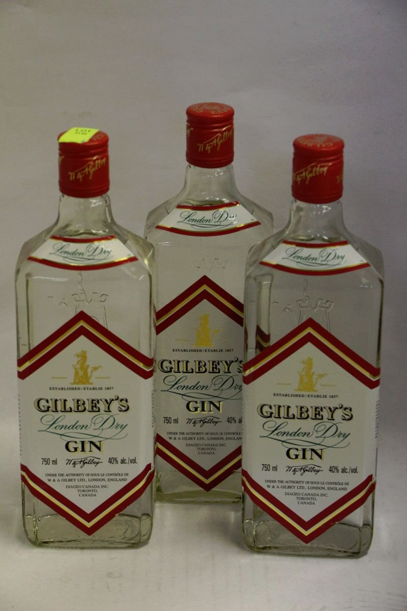 3 BOTTLES OF GILBEY'S LONDON DRY GIN
