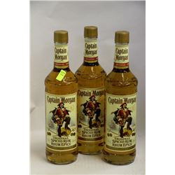 3 BOTTLES OF CAPTAIN MORGAN ORGINAL SPICED RUM