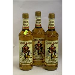 3 BOTTLES OF CAPTAIN MORGAN ORGININAL SPICED RUM