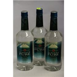 3 BOTTLES OF ALBERTA PURE VODKA