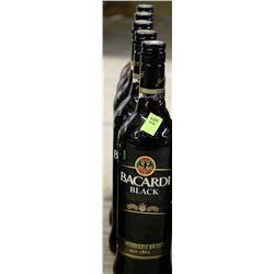 5 BOTTLES OF BACARDI BLACK RUM