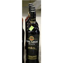 5 BOTTLES OF BACARDI BLACK RUM
