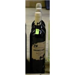 3 BOTTLES OF BROKE ASS RED WINE