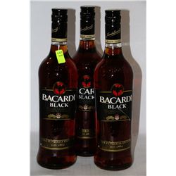 3 BOTTLES OF BACARDI BLACK RUM