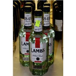 5 BOTTLES OF LAMB'S WHITE RUM