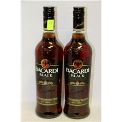 2 BOTTLES OF BACARDI BLACK RUM