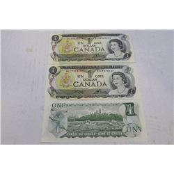 CANADIAN $1 BANK NOTE X3
