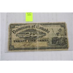 CANADIAN 1900 25 CENT SHINPLASTER