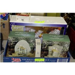 BOX OF CHRISTMAS GLASS & ACRYLIC DECOR