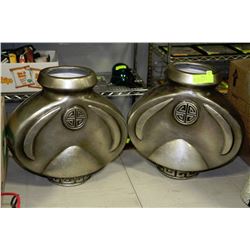 PAIR OF SILVERLEAF FINISH VASES - LONG LIFE SYMBOL