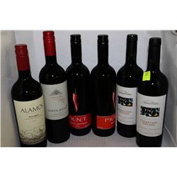 6 BOTTLES OF ASSORTED RED WINE
