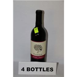 4 BOTTLES OF TISDALE SHIRAZ RED WINE