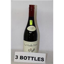 3 BOTTLES OF LA VIEILLE FERME RED WINE