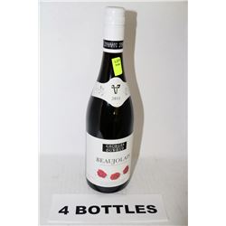 4 BOTTLES OF BEAUJOLAIS RED WINE