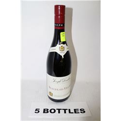 5 BOTTLES OF BEAUJOLAIS-VILLAGES RED WINE