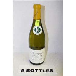 5 BOTTLES OF BOURGOGNE CHARDONNAY WHITE WINE